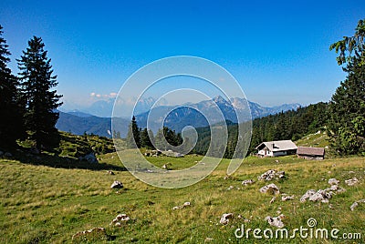 Kohler Alm mountain hut near Inzell Stock Photo