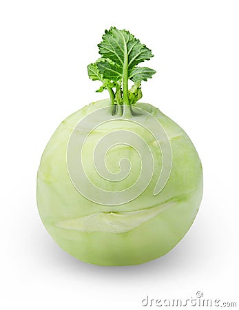 Kohlrabi cabbage on white isolated background. Close-up. Stock Photo