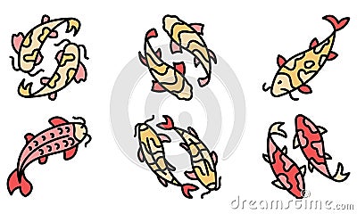 Koi carp icons vector flat Vector Illustration