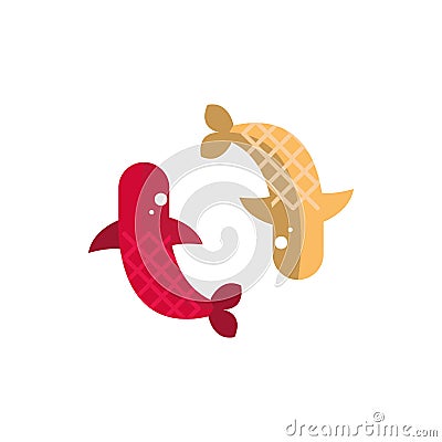 Koi carps fish animal traditional japan icon Vector Illustration