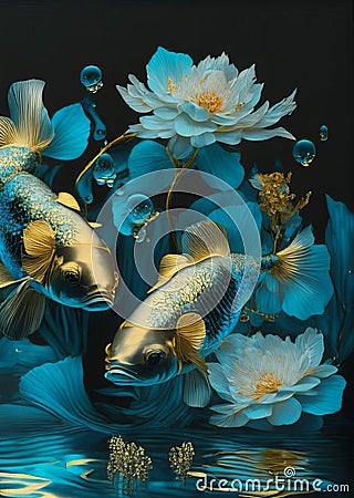 Koi Carps Fish Japanese swimming Stock Photo