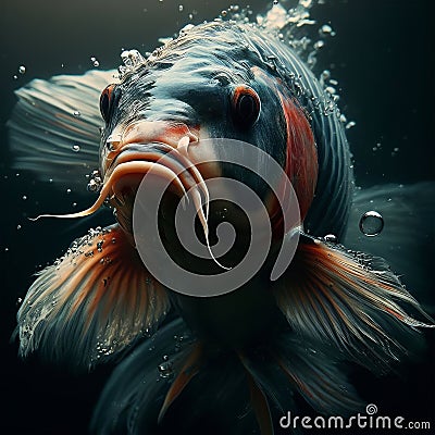 Koi Carps Fish Japanese swimming Stock Photo