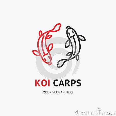 Koi Carps Fish Sign Thin Line Icon Emblem Concept. Vector Vector Illustration