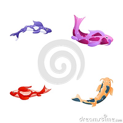 Koi fish icons set cartoon vector. Colorful japanese carp Vector Illustration