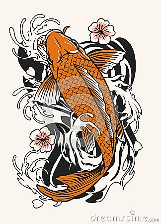 Koi fish tattoo design Vector Illustration