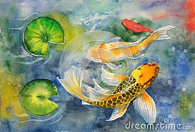 Koi Fish Cartoon Illustration