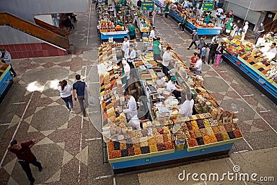 Kok Bazar, literally Green Bazar, located in Almaty, Kazakhstan Editorial Stock Photo