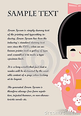 Kokeshi doll illustration card Vector Illustration