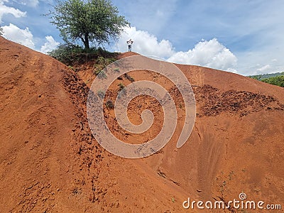 kokkinopilos or red soil in preveza greece hills red like desert Stock Photo