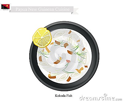 Kokoda or Papua New Guinean Raw Fish in Coconut Milk Vector Illustration