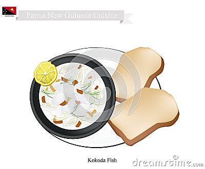 Kokoda or Papua New Guinean Raw Fish in Coconut Milk Vector Illustration