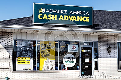 Kokomo - Circa March 2018: Advance America consumer location. Advance America is a payday loan company II Editorial Stock Photo