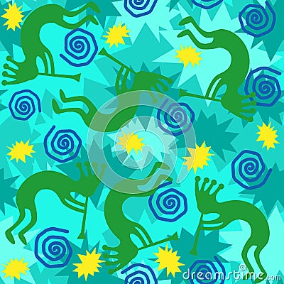 Kokopelli Background Tile Vector Illustration
