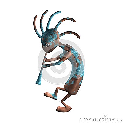 Kokopelli Copper Tarnished Stock Photo