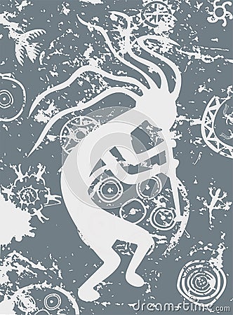 Kokopelli grunge tribal symbol, fertility deity,vector Vector Illustration