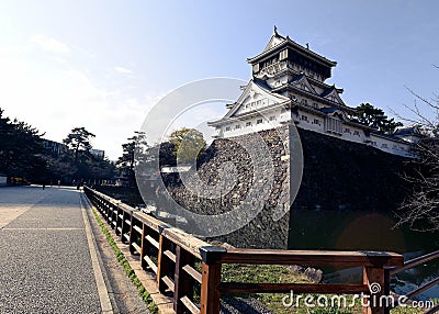 Kokura Castle in Kitakyushu, Fukuoka Japan wide angle view Stock Photo