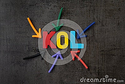 KOL abbreviation of Key Opinion Leader, influencer concept, colo Stock Photo