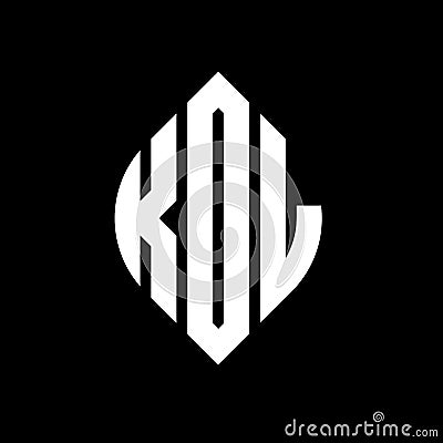 KOL circle letter logo design with circle and ellipse shape. KOL ellipse letters with typographic style. The three initials form a Vector Illustration
