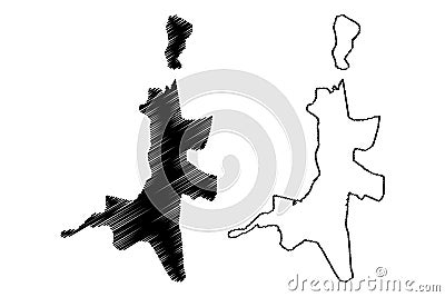 Kolkata City Republic of India, West Bengal State map vector illustration, scribble sketch City of Calcutta map Vector Illustration