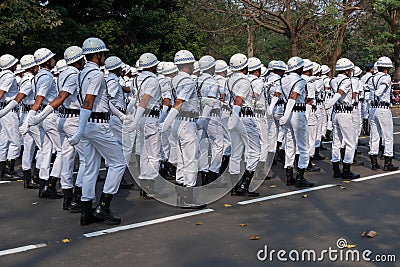 Kolkata Police force at Red Road parade, Kolkata Editorial Stock Photo