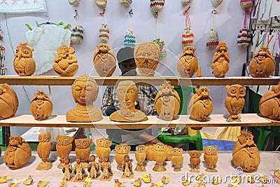 View of a handicraft shop at the Calcutta art fair in India Editorial Stock Photo