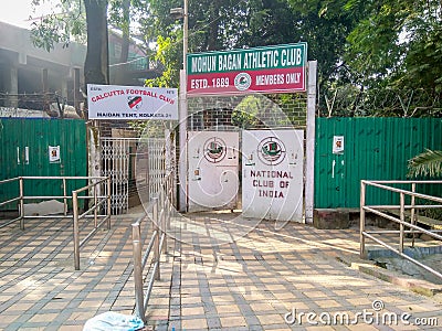 Main gate of Mohun Bagan Athletic Club. Mohun Bagan is a professional football Editorial Stock Photo