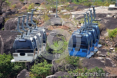 Kollam, KeralThe statue-of- the art cable cars Stock Photo