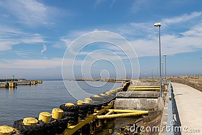Kolobrzeg, zachodniopomorskie / Poland - May, 21, 2019:. A port in a town in northern Poland. Watercraft moored at the port quay Editorial Stock Photo