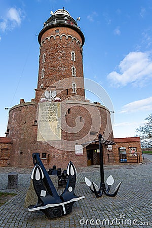 Kolobrzeg, zachodniopomorskie / Poland - October, 30, 2019: Lighthouse in a popular summer resort in northern Poland. Historic Editorial Stock Photo