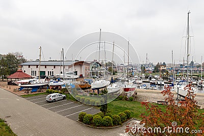 Kolobrzeg, zachodniopomorskie / Poland - October, 16, 2019: Marina in Central Europe. Berth for sailing boats Editorial Stock Photo