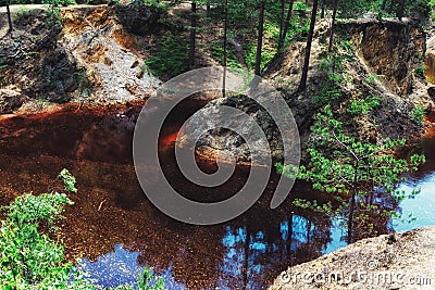 `Kolorowe Jeziorka` natural colorful lakes in Rudawy Janowickie, Poland Stock Photo