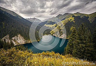 Kolsai Lake in Kazakhstan Stock Photo