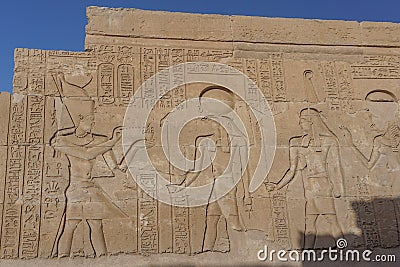 Kom Ombo, Egypt: Detail of carvings at Kom Ombo Temple Stock Photo