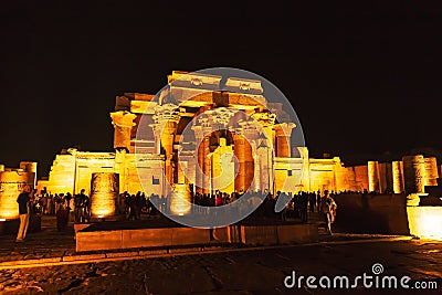 Kom Ombo Temple illuminated at night Editorial Stock Photo