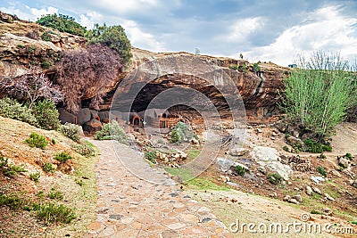 Kome cave dwellings made out of mud in the district of Berea, Lesotho. Stock Photo