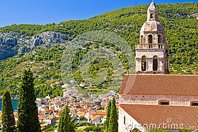 Komiza town and monastery view Stock Photo