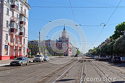 View on the pink house with a spire unofficial city symbol from the street Editorial Stock Photo