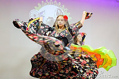 Gypsy dance, multi-colored costume Editorial Stock Photo