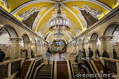 Komsomolskaya subway station in Moscow, Russia. Editorial Stock Photo