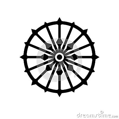 Konark wheel simple silhouette icon Vector Illustration