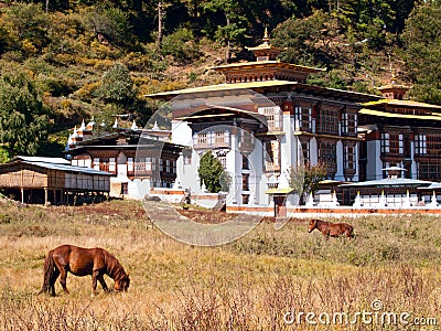 The Konchogsum Lhakhang monastery in Jakar Stock Photo