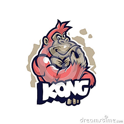 Kong mascot logo design with modern illustration concept style for badge, emblem and t shirt printing. Smart gorilla illustration Vector Illustration