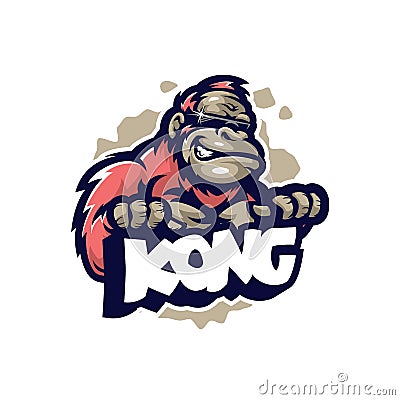 Kong mascot logo design vector with modern illustration concept style for badge, emblem and t shirt printing. Smart gorilla Vector Illustration