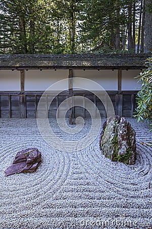 Kongobu-ji, the ecclesiastic head temple of Koyasan Shingon Buddhism and Japan largest rock garden, Mount Koya Stock Photo