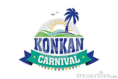 Popular Event in India. Festive Mood. Carnaval Title With Colorful Party Elements Saying Come to Carnival. Travel destination. Ind Vector Illustration