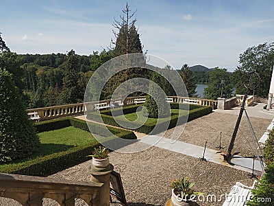 Konopiste is a historicist-style chateau near the town of Benesov in the Central Bohemian Region Stock Photo