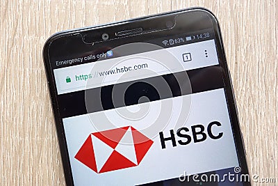 HSBC Holdings website displayed on a modern smartphone Editorial Stock Photo