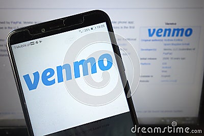 KONSKIE, POLAND - August 18, 2019: Venmo logo on mobile phone Editorial Stock Photo