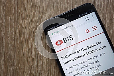 Bank for International Settlements BIS website displayed on a modern smartphone Editorial Stock Photo