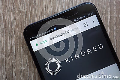 Kindred Systems website displayed on a modern smartphone Editorial Stock Photo